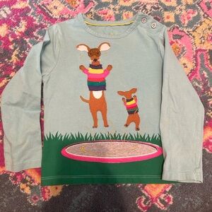 Mini Boden Light Blue Long Sleeve Tee with Dog Design